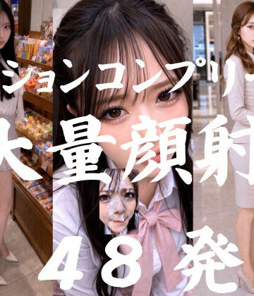 AI顔射同好会×制服❤大量顔射マン、ショッピングモール縛りの射精ミッション27人＋おまけ21人、ミッションクリアを目標に大量顔射するオムニバス【4K超画質縦動画】 】Facial Compilation評価5.00
